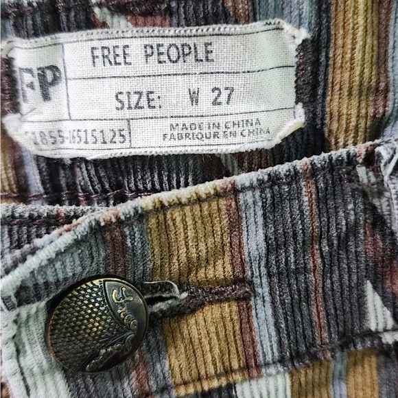 Free People Multicolor Striped Corduroy low rise flare pants 27 - Picture 2 of 6